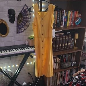 Sunny Yellow Ruffle Midi Dress